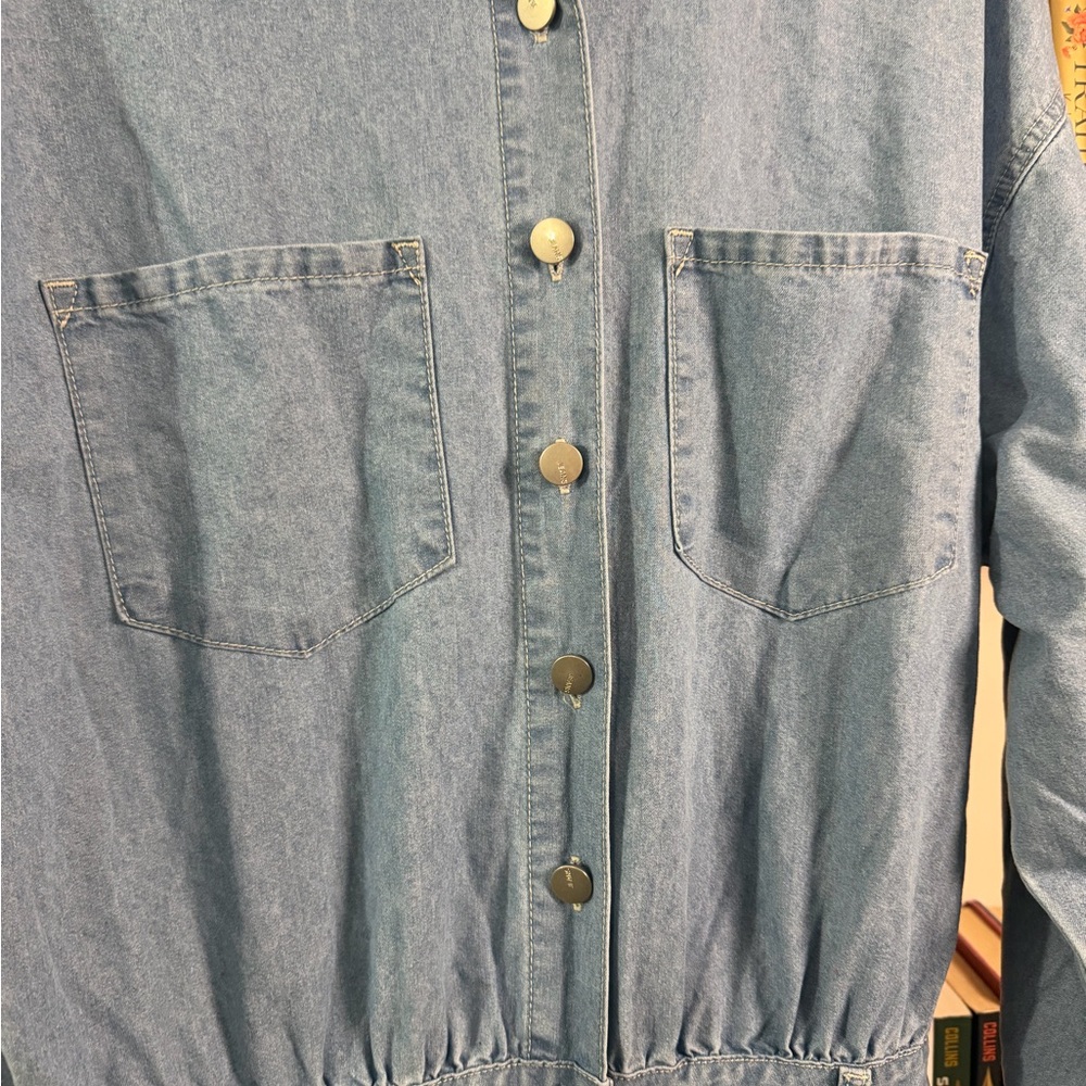 Light Wash Denim Jumpsuit - Picture 3 of 5
